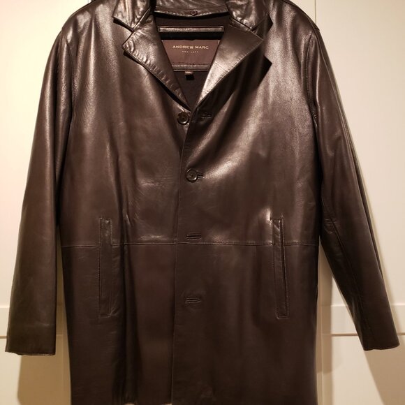 Men's Leather Three-Quarter Jacket - Picture 1 of 3